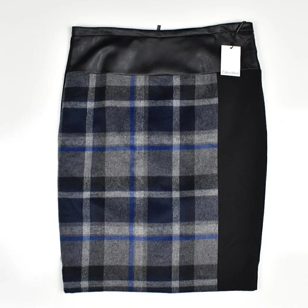 Calvin Klein Plaid Pencil Skirt NEW 6 - Picture 1 of 5